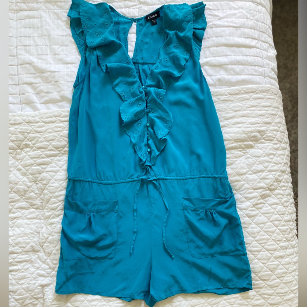 bebe Turquoise Ruffle Romper
